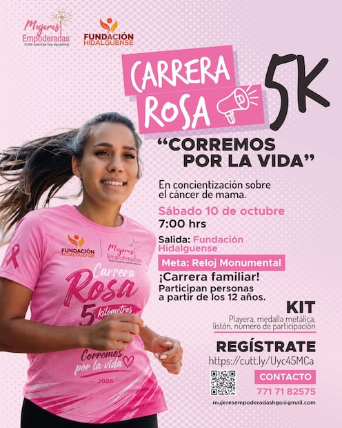 Pachuca se pinta de rosa con carrera de 5K contra el cáncer de mama | Facebook: Fundación Hidalguense AC