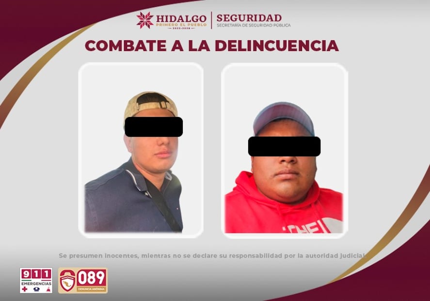 Recuperan vehículo robado en Tula y detienen a tres presuntos implicados en operativo coordinado | Fotos: SSPH