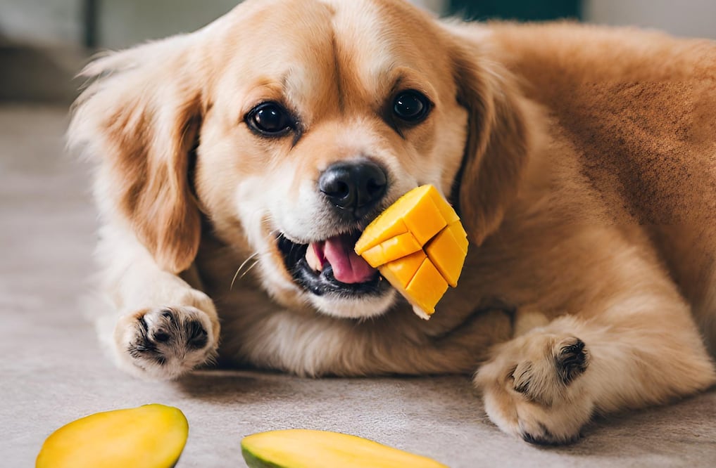 Perro come mango