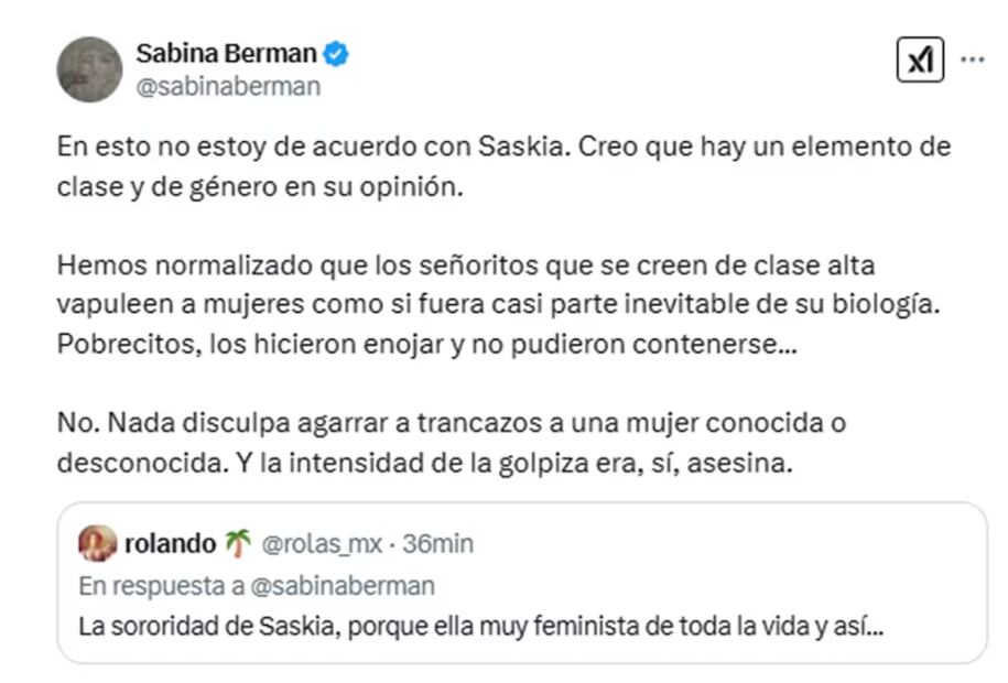 Sabina Berman cuestiona a Saskia Niño de Rivera tras crítica a sentencia. Foto: EL UNIVERSAL