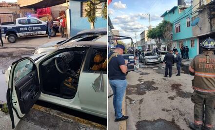 Riña entre transportistas de Ecatepec deja 2 vehículos incendiados