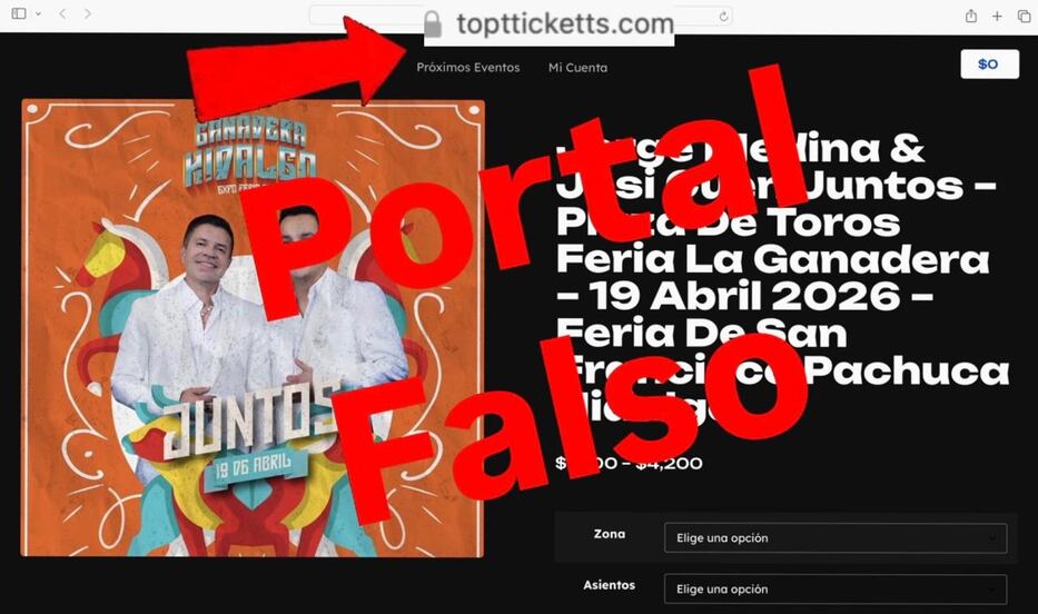 Alertan por sitio web fraudulento en venta de boletos de la Expo Feria Ganadera 2026