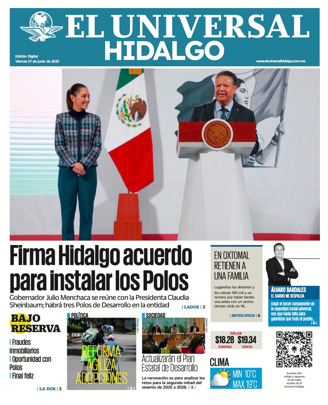 Portada El Universal Hidalgo 270625