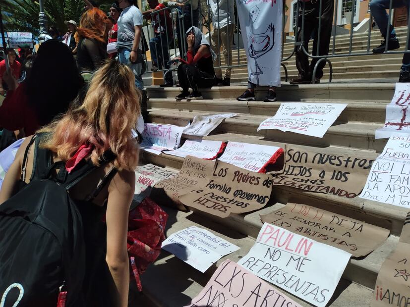 Alumnos del IDA buscan la destitución de la directora María Teresa Paulín  Foto: Carlos Jurado