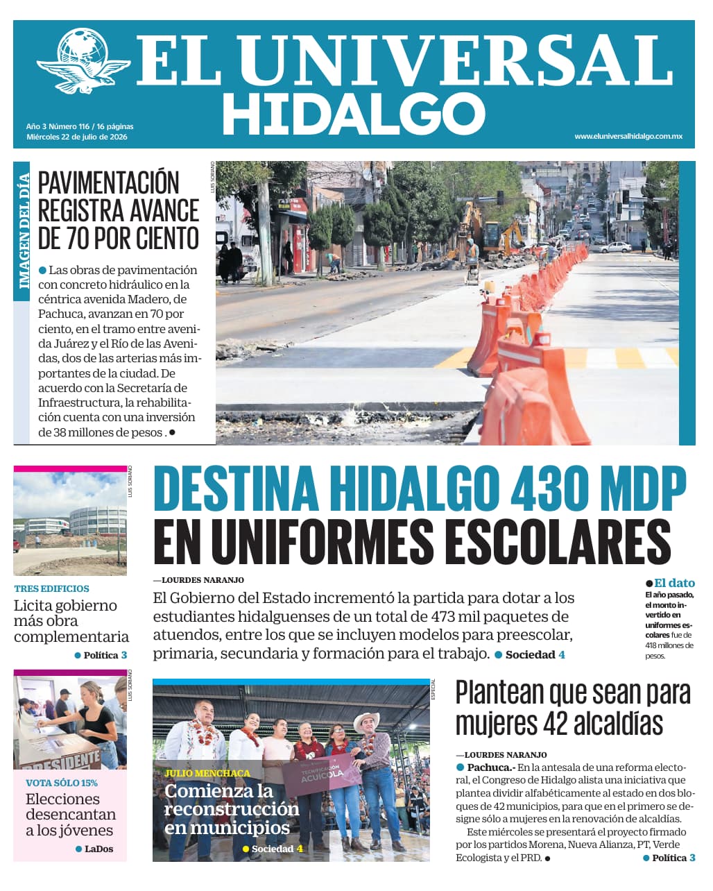 El Universal Hidalgo 22/7/26