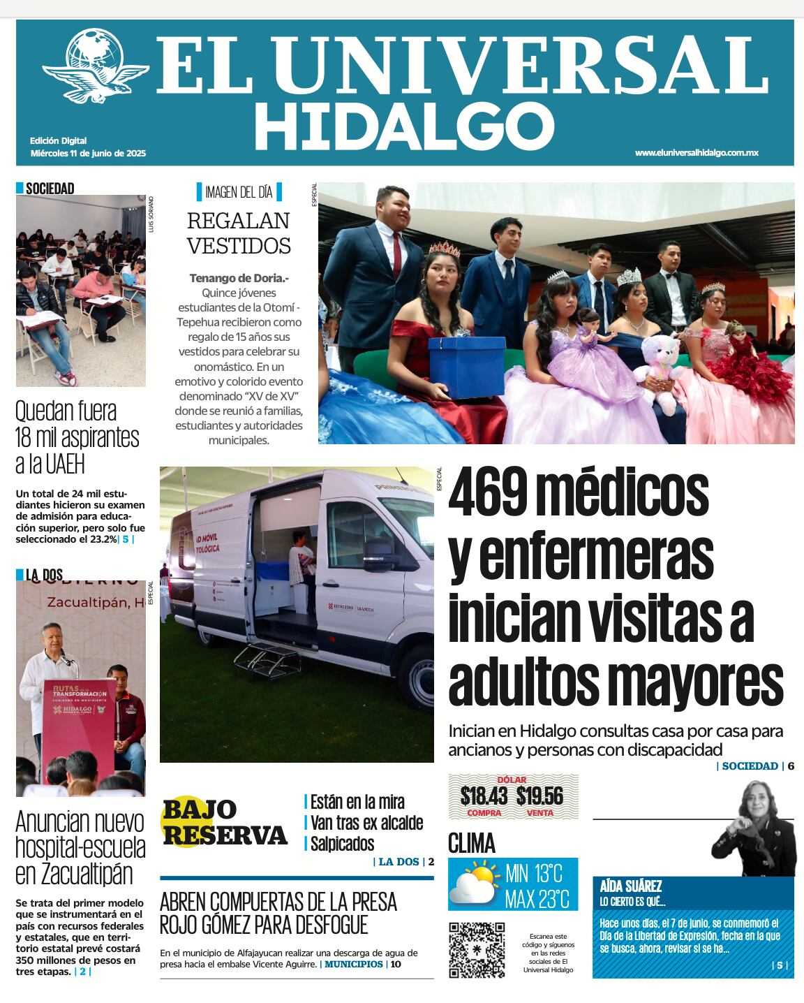 Portada El Universal Hidalgo 110625