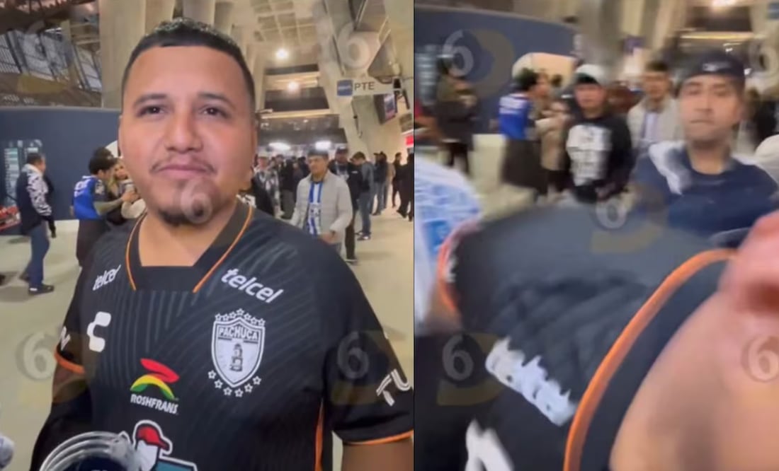 Aficionado de Pachuca fue golpeado en el estadio del Monterrey; ya fue identificado el agresor - Fotos: Capturas de pantalla