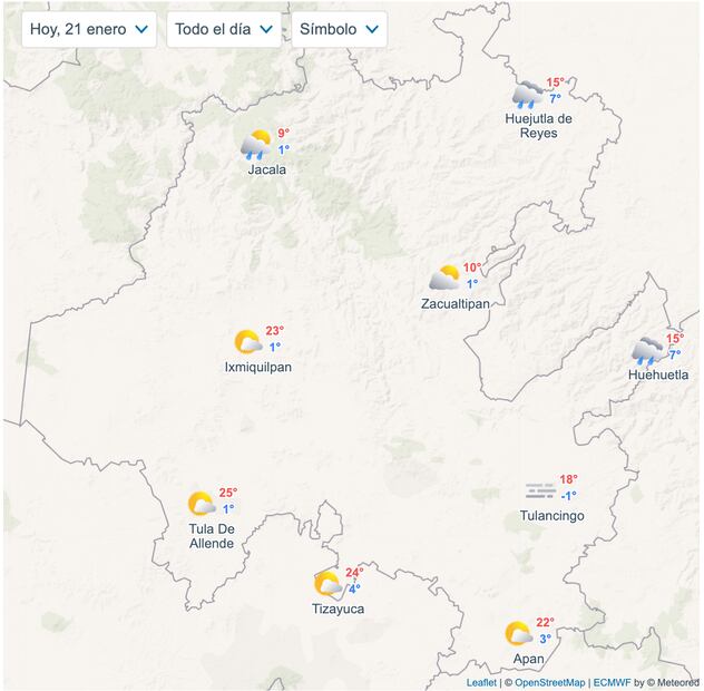 Temperatura en Hidalgo