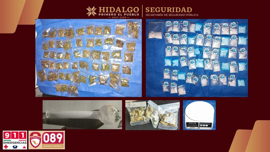 Cateo en Ciudad Sahagún deja detenidos, armas y droga asegurada | Fotos: SSPH