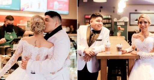 Novios se viralizan por ir a un café antes de su boda