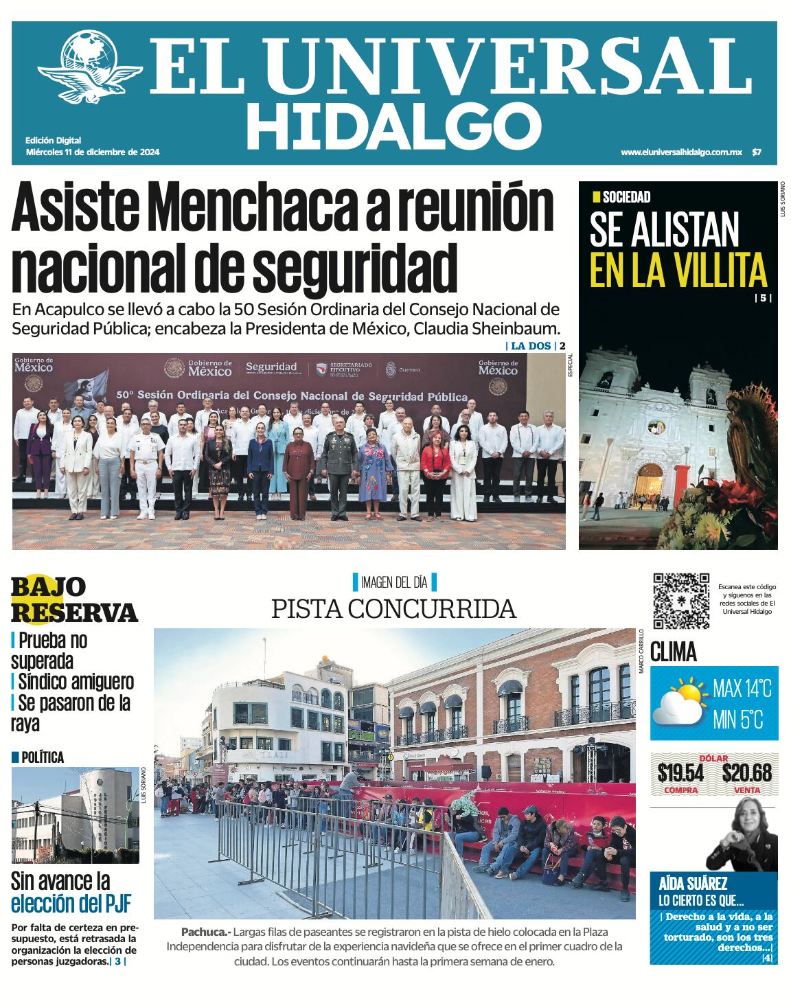 Portada El Universal Hidalgo 11/12/24