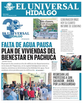 Portada El Universal Hidalgo 4/9/26