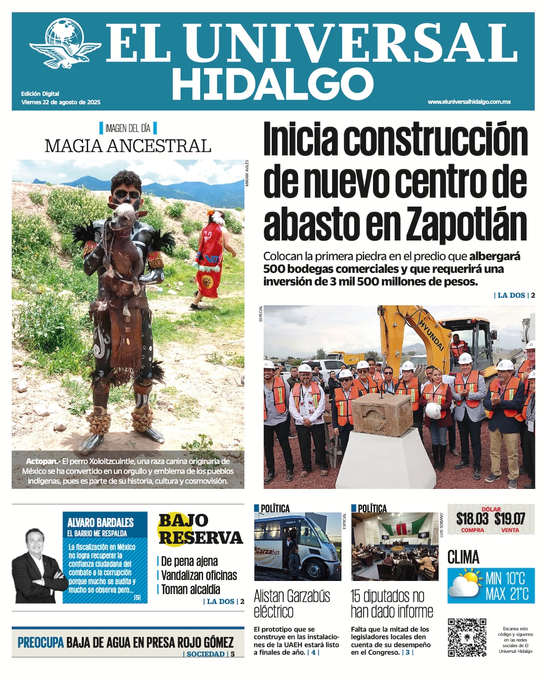 Portada El Universal Hidalgo 220825