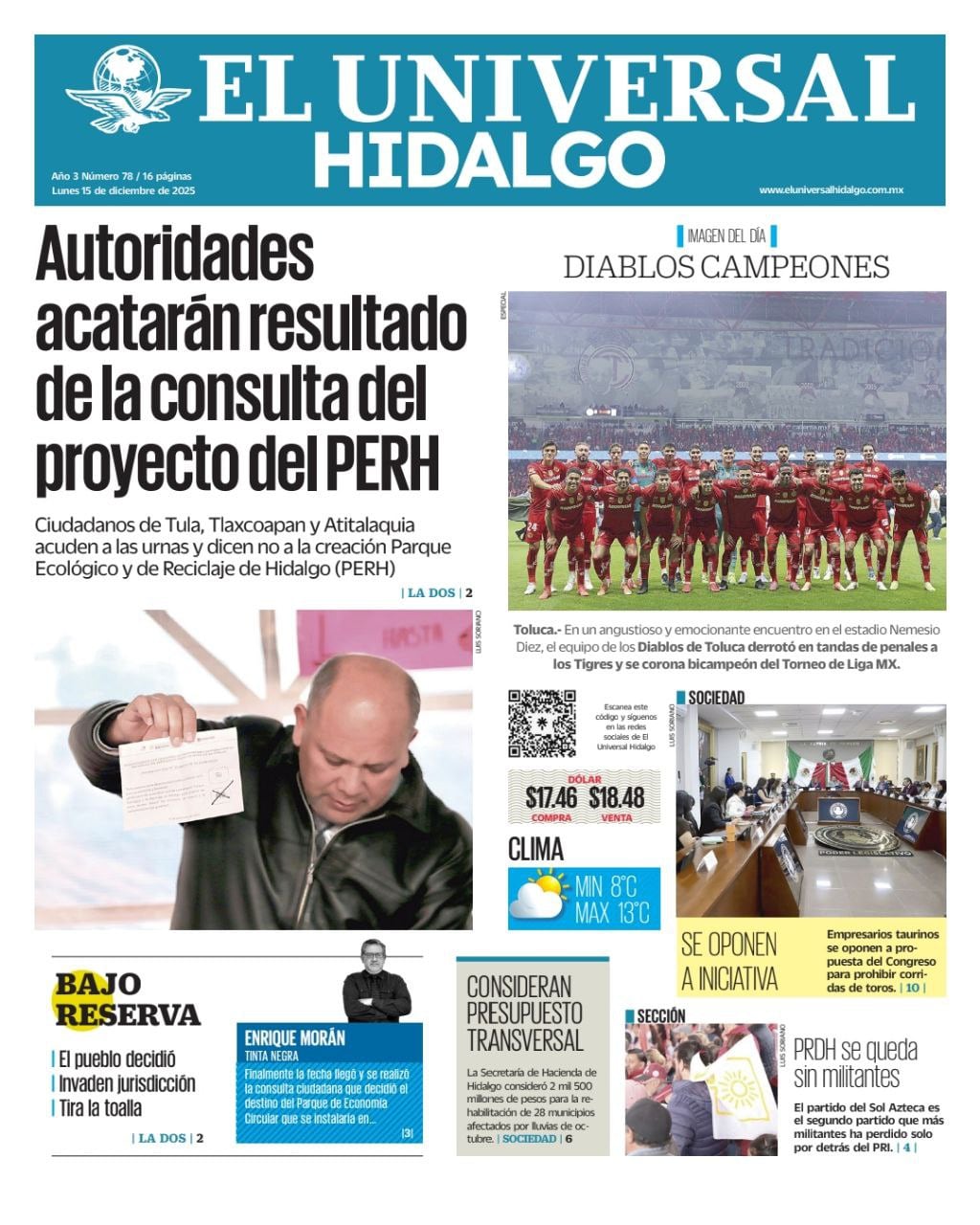 El Universal Hidalgo 15/12/25