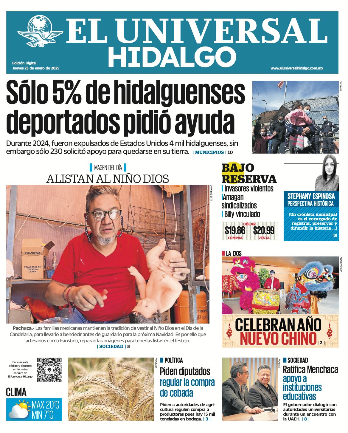 Portada El Universal Hidalgo 230125