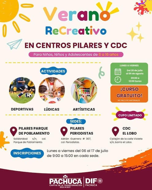 DIF Pachuca abre curso de verano gratuito para niños y adolescentes | Cortesía: DIF Pachuca
