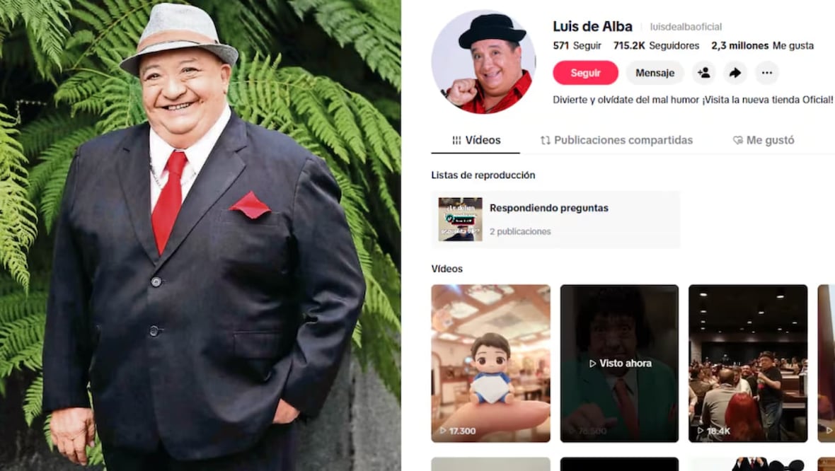 Luis de Alba, actor y comediante, recordado, especialmente, por su programa "El mundo de Luis de Alba". Fotos: EL UNIVERSAL, archivo & TikTok