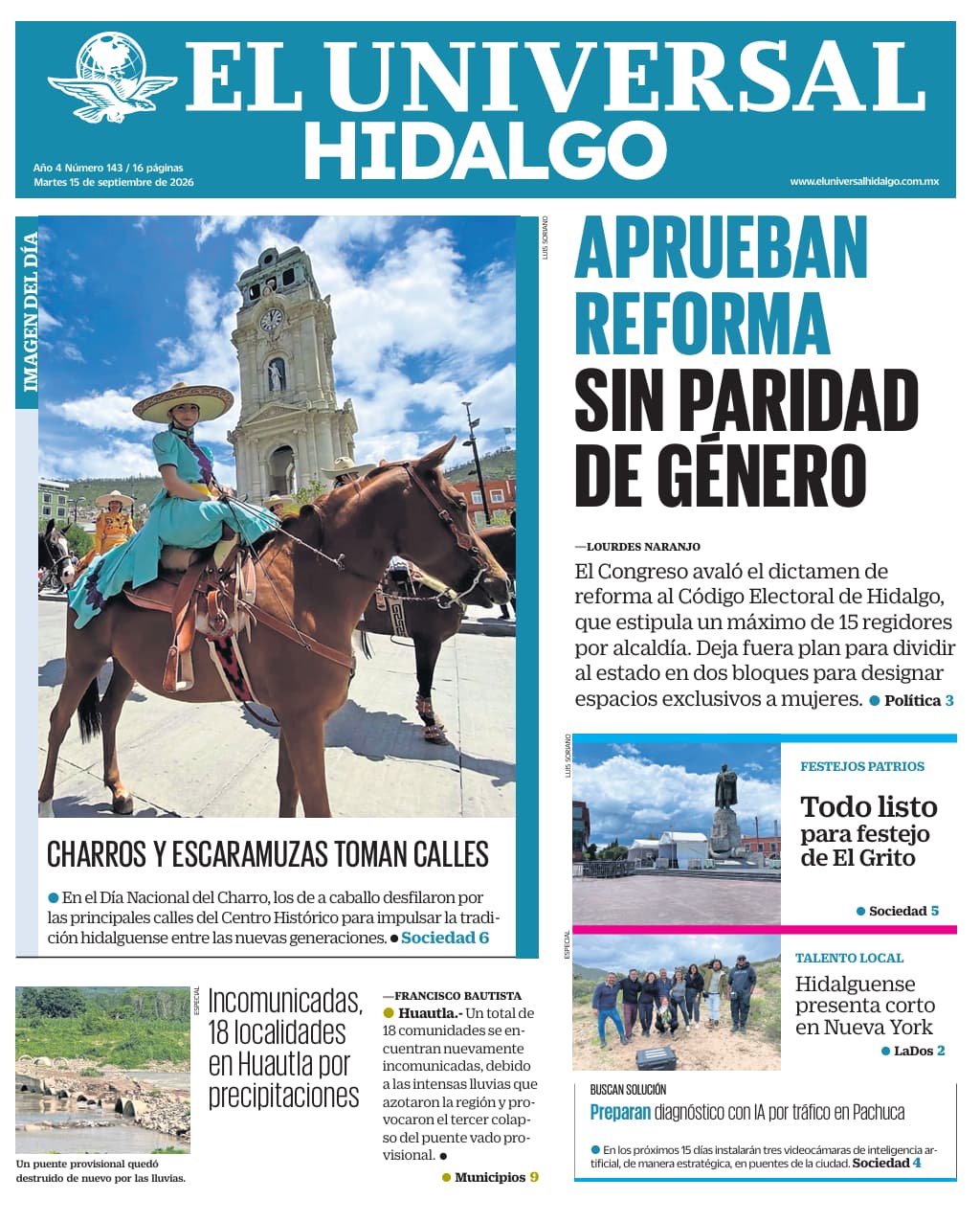 El Universal Hidalgo 15/9/26