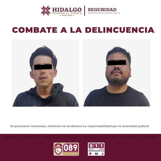 Capturan a presuntos responsables de agresión a las afueras de un bar en Pachuca | Fotos: SSPH