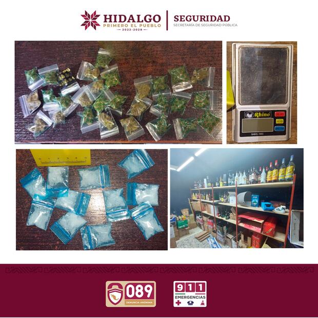 Operativo en Tula desmantela punto de venta irregular de alcohol y narcomenudeo | Fotos: SSPH