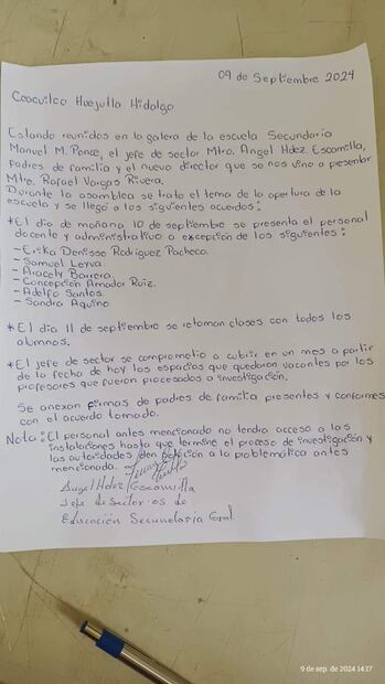 Despiden a directora y a profesores en secundaria de Coacuilco | Foto: Cortesía