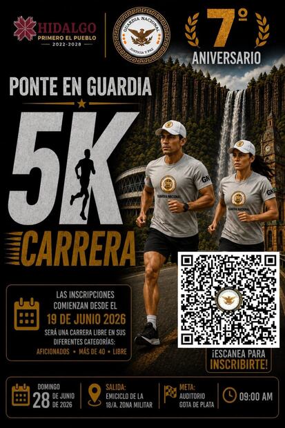 Invitan a participar en carrera y caminata por el séptimo aniversario de la Guardia Nacional en Pachuca | Cortesía: Gobierno de Hidalgo