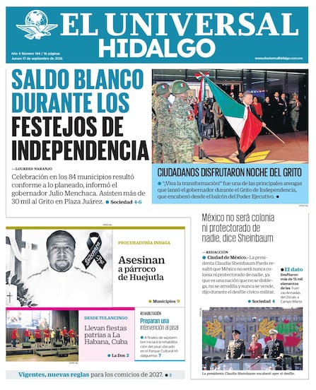 Portada El Universal Hidalgo 17/9/26