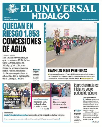 Portada El Universal Hidalgo 24/7/26