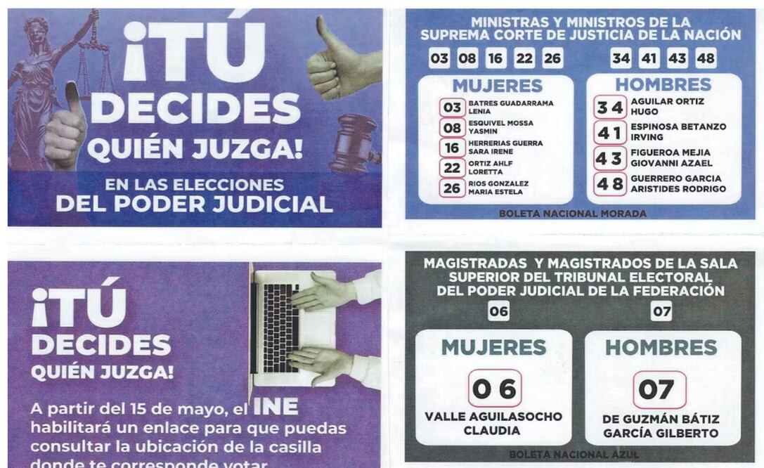 En los apartados del acordeón se incluyen los nombres de Lenia Batres, Yasmín Esquivel y Loretta Ortiz, entre otros candidatos. Foto: Especial