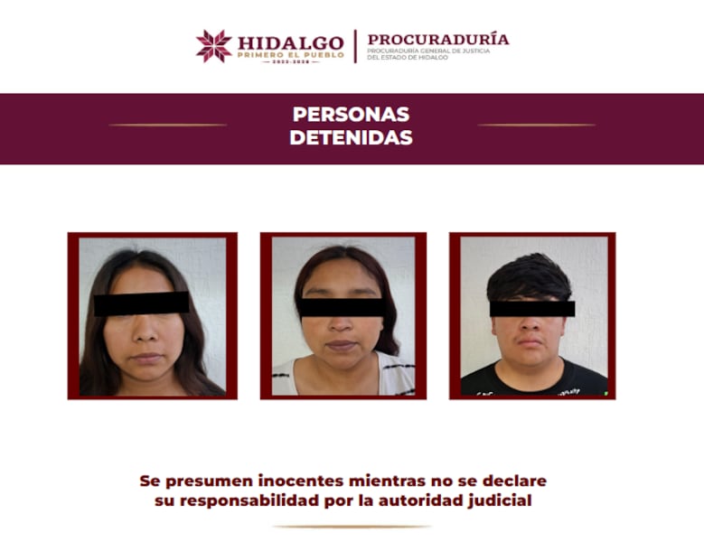Caen dos mujeres y un hombre con presunta droga y armas en Tula | Fotos: PGJEH