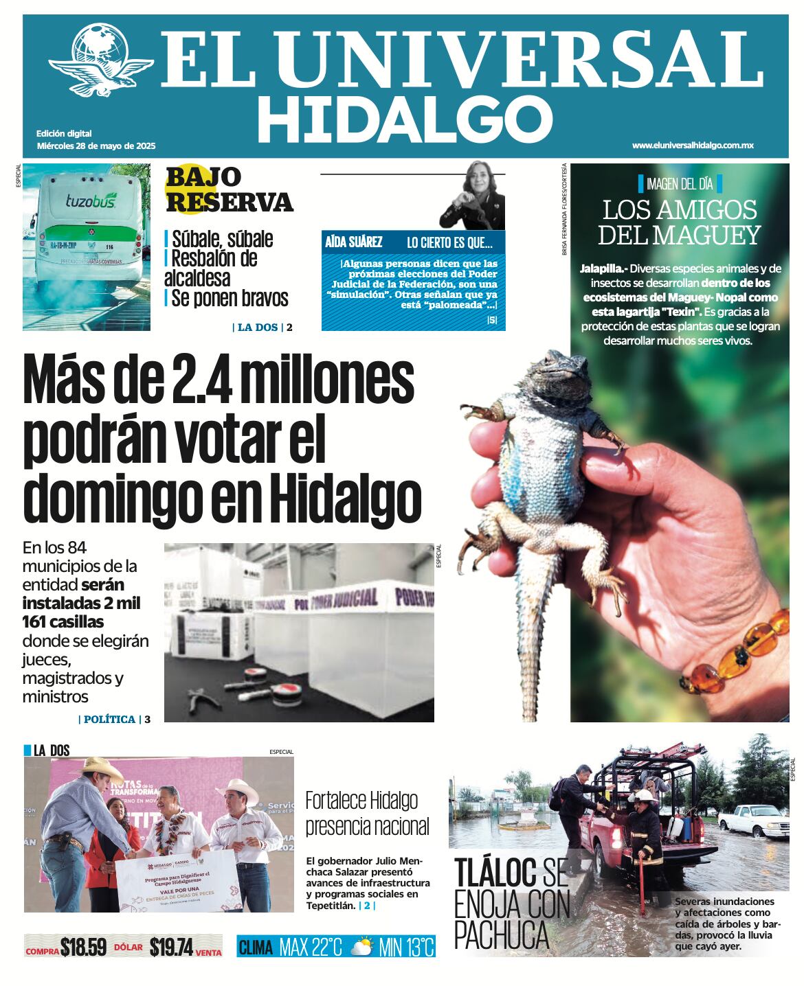 Portada El Universal Hidalgo 280525