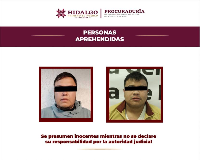 ¡Cae peligrosa banda criminal! Twitter: Procuraduría General de Justicia de Hidalgo