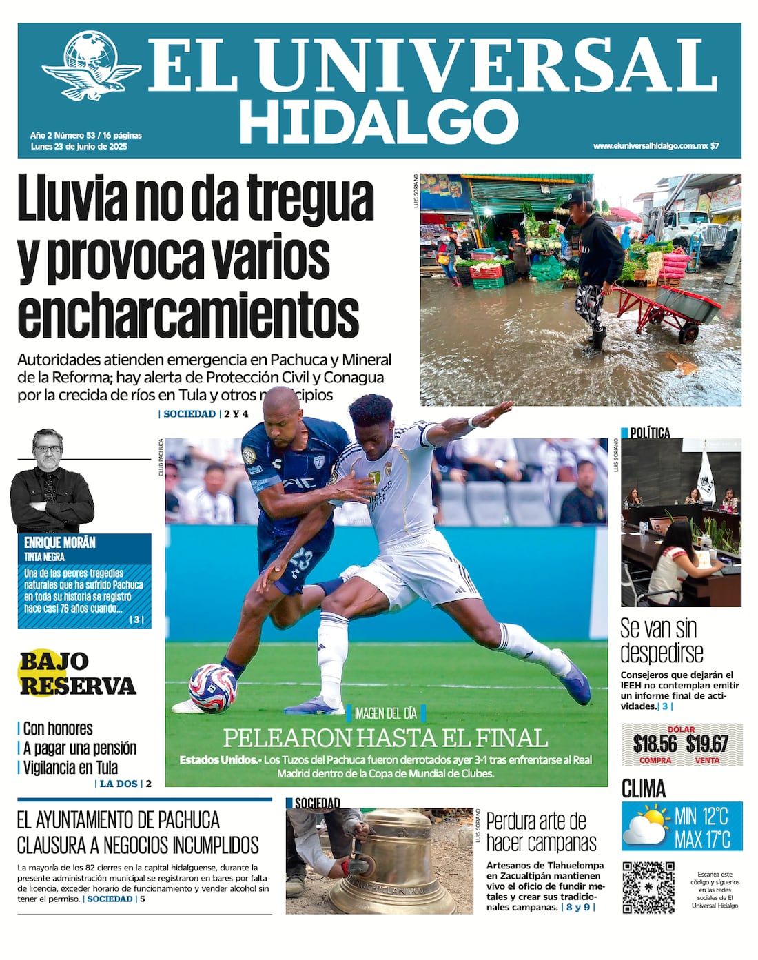 Portada El Universal Hidalgo 230625