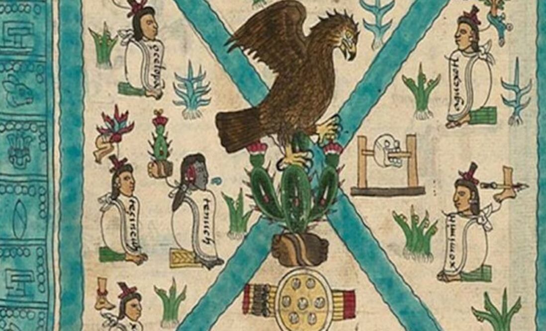 Una escena de la fundación de Tenochtitlan plasmada en el Códice Mendoza/ INAH