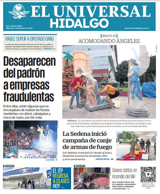 Portada El Universal Hidalgo 061223