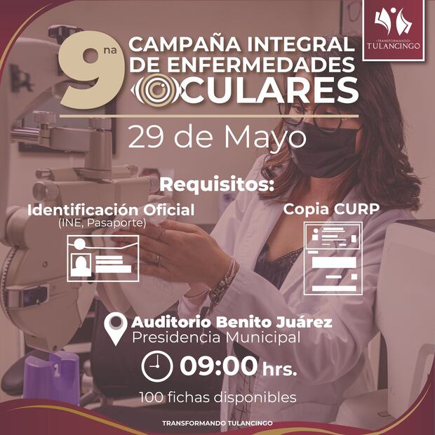 Cataratas y glaucoma, entre los males visuales más frecuentes en Tulancingo | Cortesía: ayuntamiento de Tulancingo