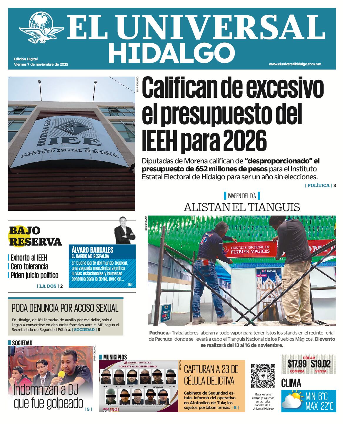 Portada El Universal Hidalgo 71125