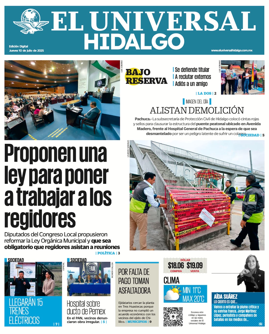 Portada El Universal Hidalgo 100725