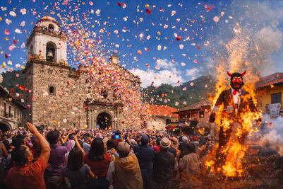Lluvia de pétalos llena de fe y color a Mineral del Chico en Domingo de Resurrección
