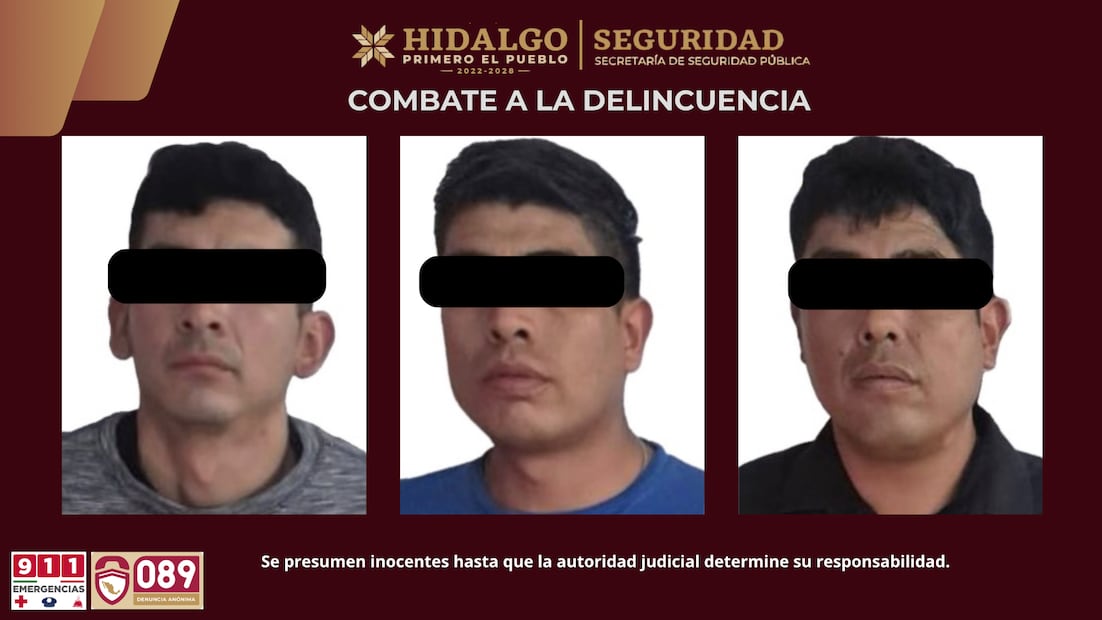 Detienen a tres tras presunto asalto a tienda de mascotas en Epazoyucan | Fotos: SSPH