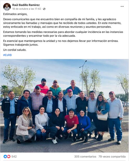 A pesar de vinculación a proceso, Raúl Badillo busca justificarse | Facebook: Raúl Badillo Ramirez