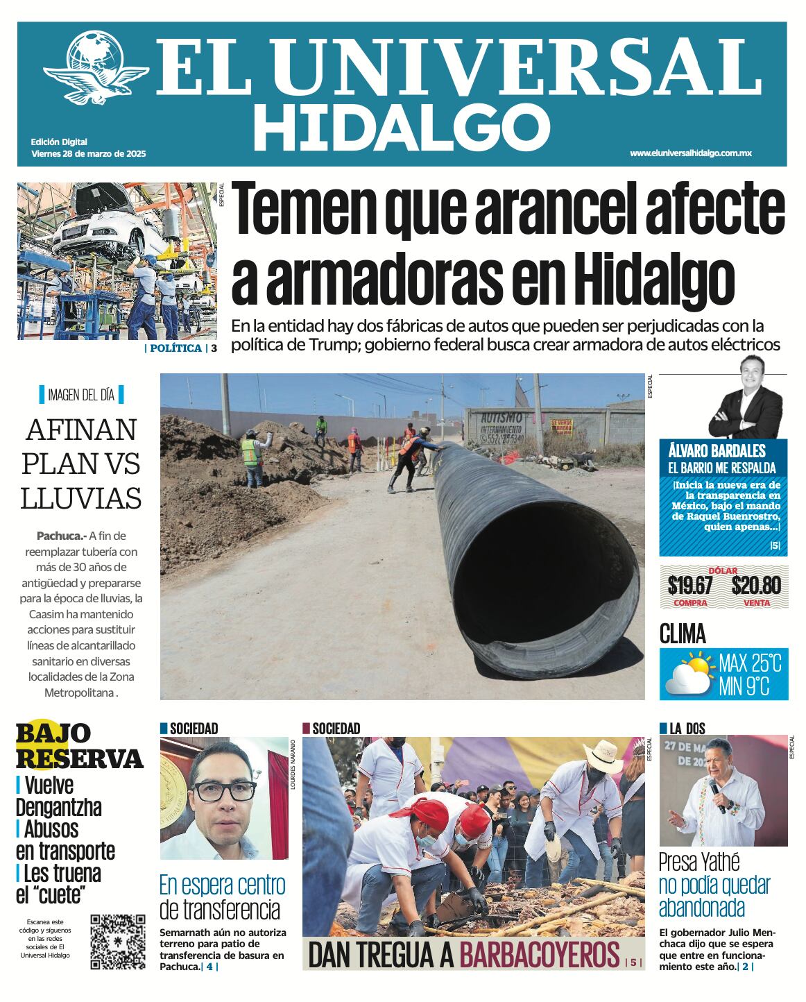 Portada El Universal Hidalgo 280325
