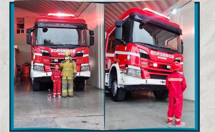 Pequeño cumple su sueño de ser bombero por un día en Atitalaquia