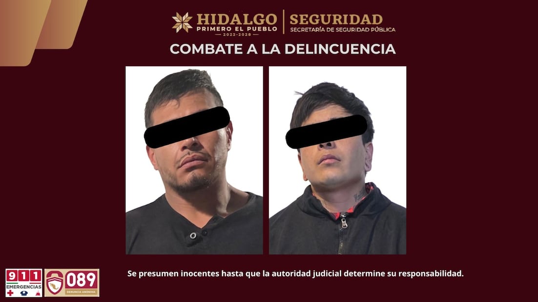 Persecución por robo de camioneta termina con dos detenidos en Zempoala | Fotos: SSPH