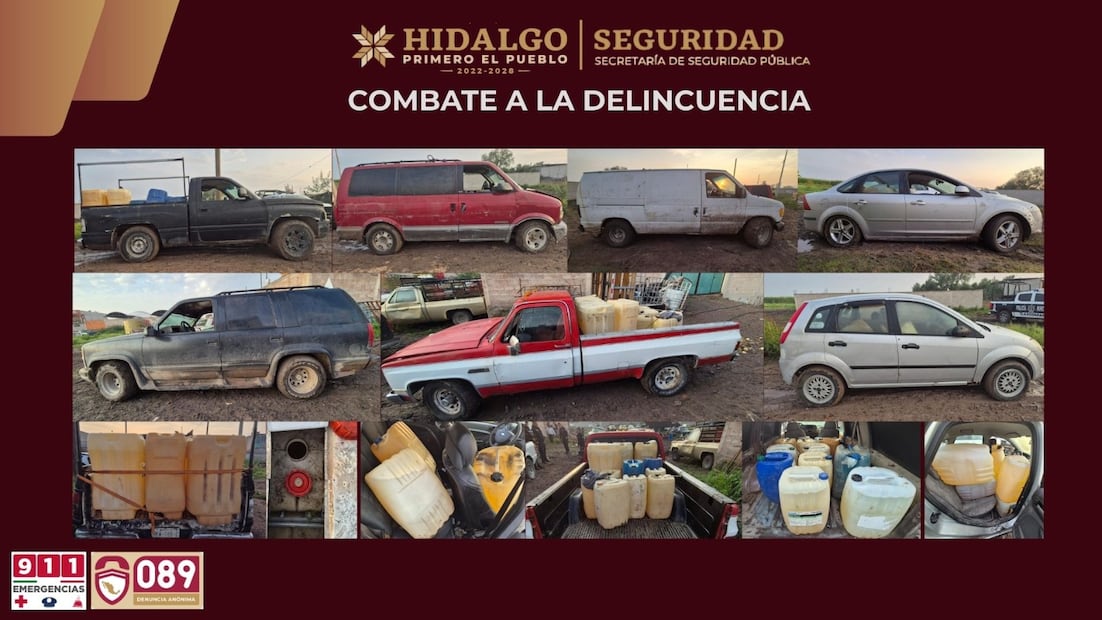 Aseguran más de 6 mil litros de hidrocarburo en Tlaxcoapan | Fotos: SSPH