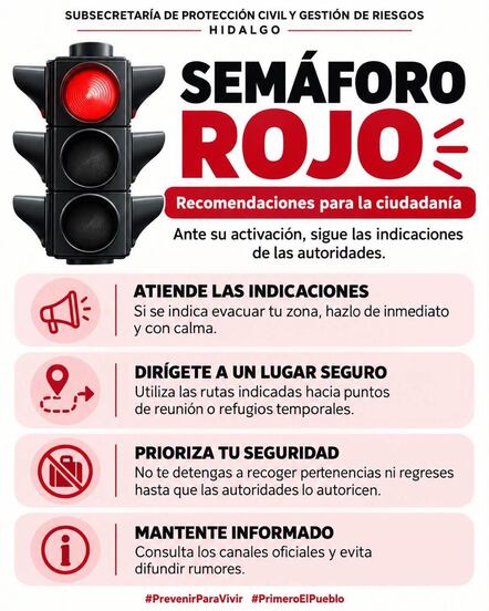 Sigue semáforo rojo en la zona norte de Hidalgo por lluvias