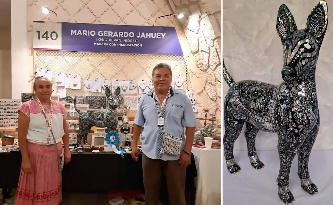 Mario Gerardo Jahuey, originario de El Nith, Ixmiquilpan, fue uno de los artesanos que participaron en la Feria Xcaret de Arte Popular Mexicano, donde se exhibieron piezas únicas