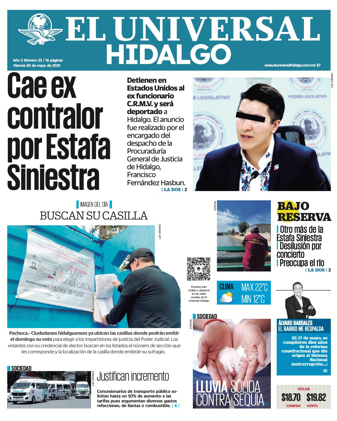 Portada El Universal Hidalgo 300525