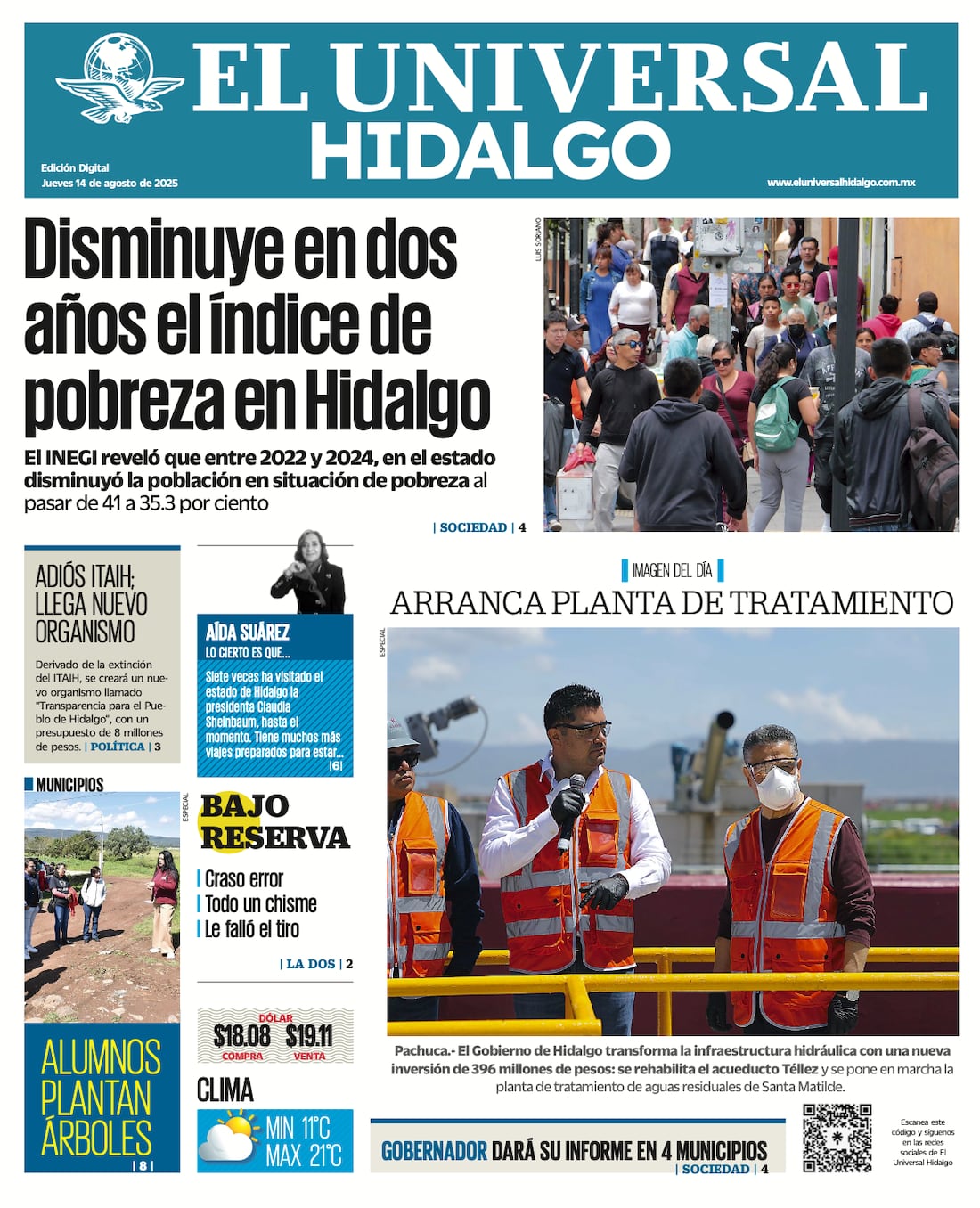 Portada El Universal Hidalgo 140825