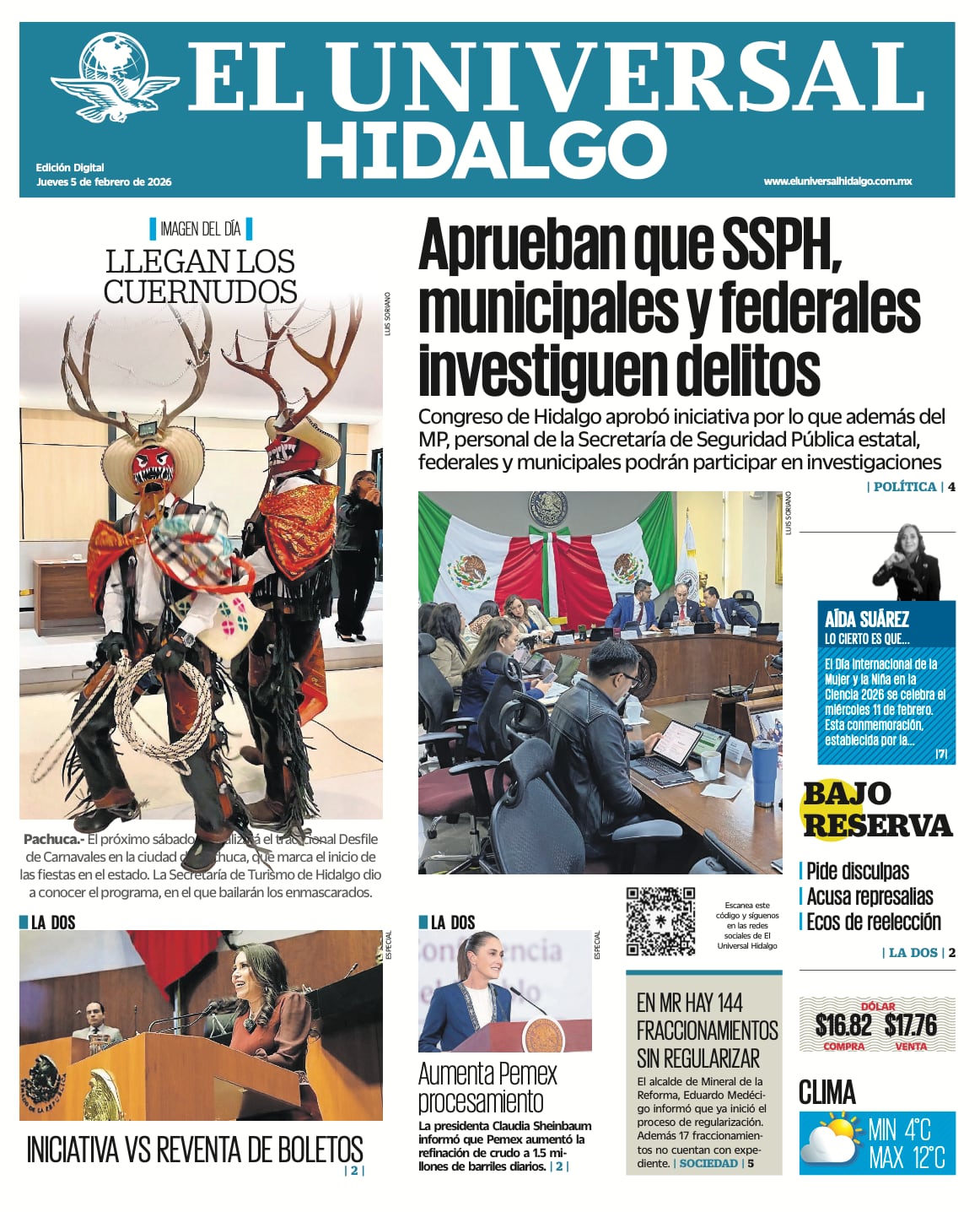 Portada El Universal Hidalgo 5/2/25